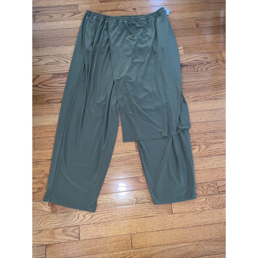 Sophia N.Y.C Green Wrap Front Pants Women's Plus Size 2X Elastic Waist New W/Tag
